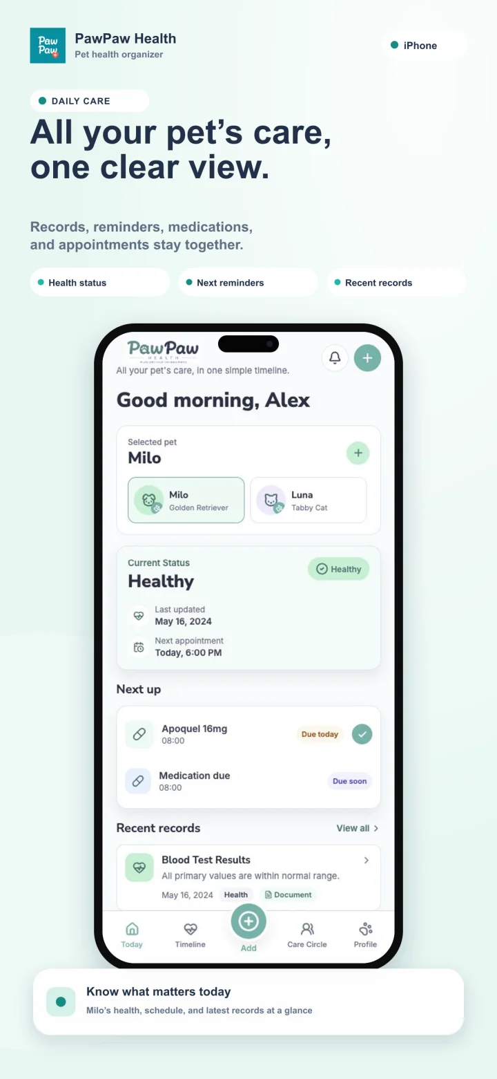 PawPaw Health iOS app preview